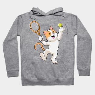 Cat at Tennis with Tennis racket Hoodie